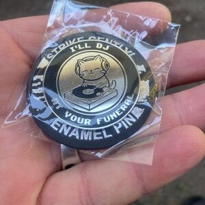Brand New In Packaging “I’ll DJ At Your Funeral” Cat DJ Enamel Pin Strike Gently